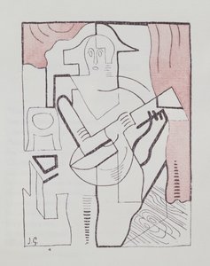 插图为&39;睡觉的吉他&39;由Pierre Reverdy（1889-1960）1919年